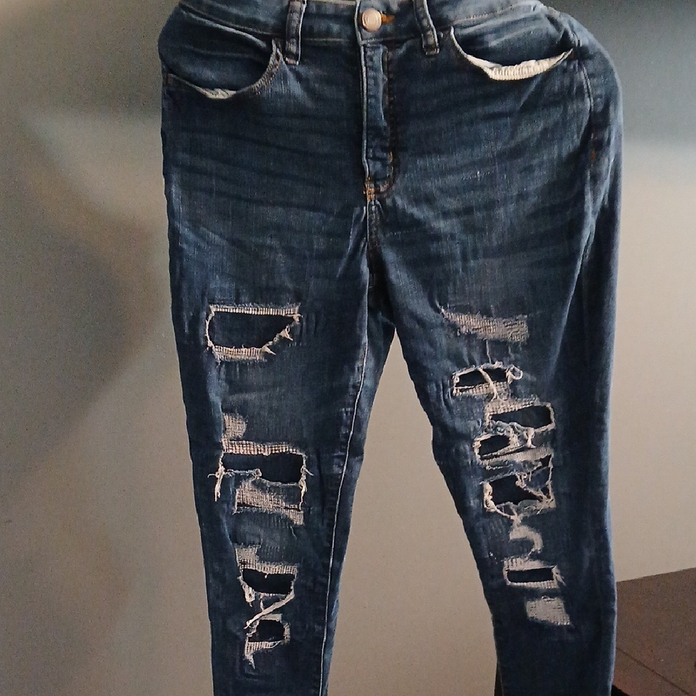 SO Blue Skinny Jeans with Distressed Detailing